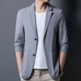 thumbnail image 3 of Spring and summer thin solid color men's casual small suit Korean men's business single western sun protection suit jacket men-dark grey-XXXL, 3 of 5