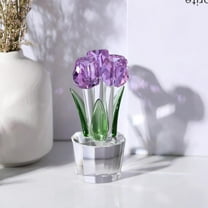 1pcs Crystal Tulip Figurine Ornament,Tulip Flower Gifts for Wife Mom Girlfriend,Crystal Tulip Bouquet Figurine,Purple