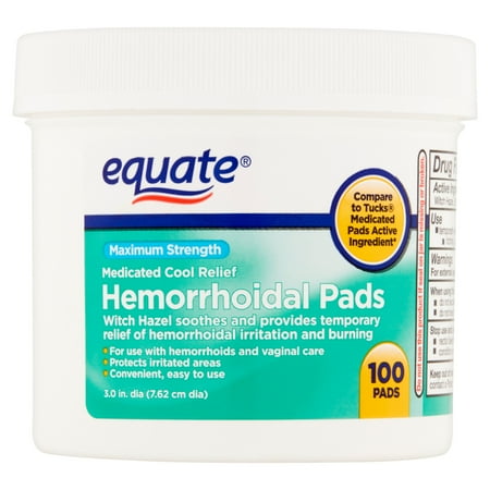 Equate Maximum Strength Hemorrhoidal Pads, 100 Ct