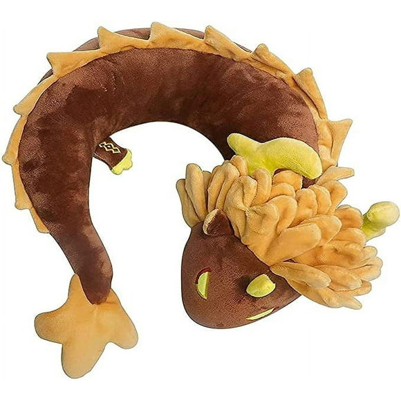 Cute Spirit Dragon Plush Doll Toy U-Shape Neck Travel Pillow Gift Animation (White)