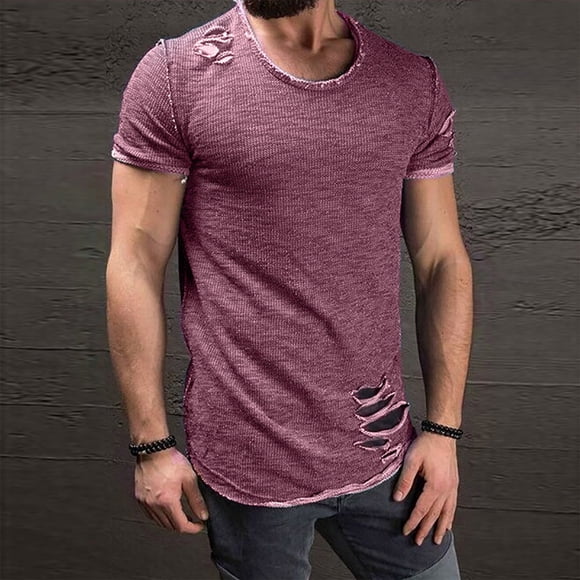 Babysbule Mens Shirts Clearance Men's Fashion Retro Casual Solid Color Short Sleeve T Shirt Shirt