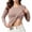 Khaki, variant on Women's Crew Neck Long Sleeve T Shirt with Built in Padded Bra, U Neck Basic Layering Top with Soft Stretchy Fabric, for Summer Daily Wear or Casual Home Comfort Black M