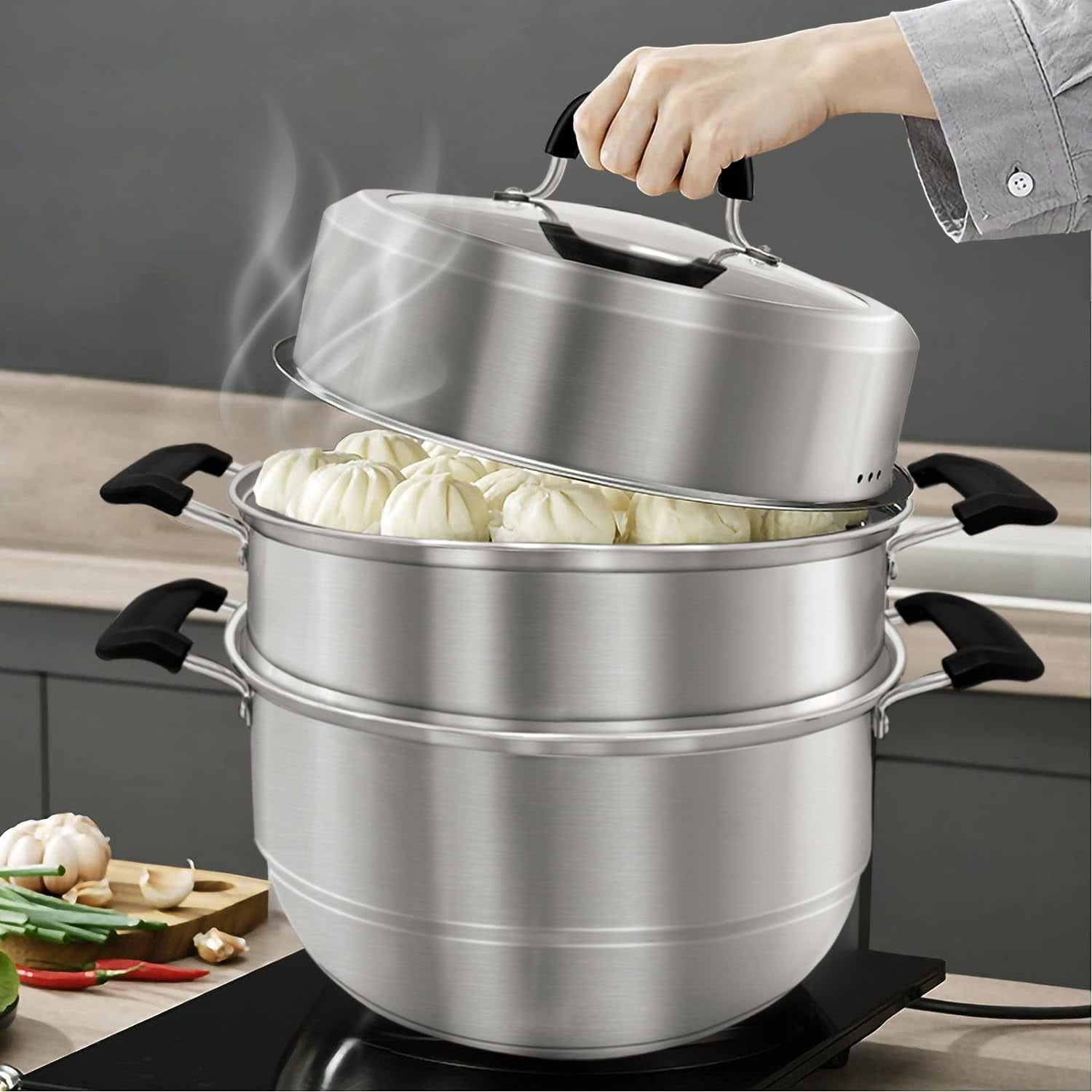 Ginatex 11-Quart Stainless Steel Steam Juicer & Pasta Pot, Multi
