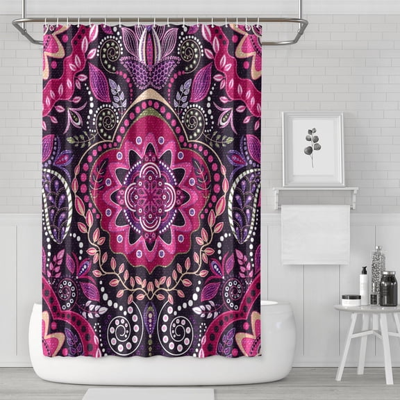 Retro Paisley Floral Shower Curtain Boho Chic Aesthetic Colorful Bathroom Curtain 72x72 Inch Machine Washable Quick Dry