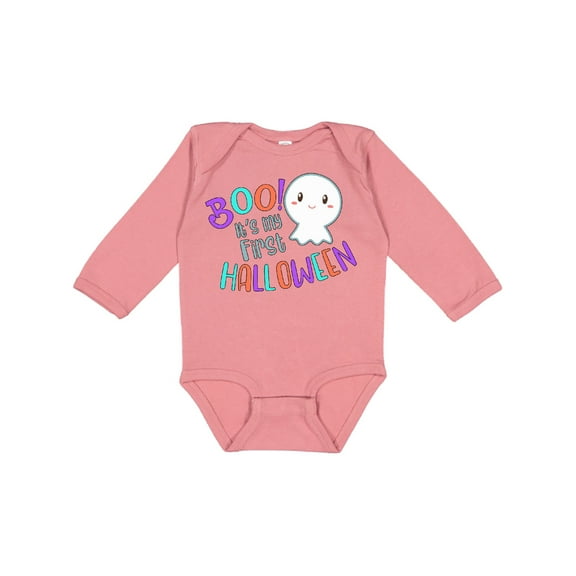 Inktastic Boo It's My First Halloween Cute Ghost Boys or Girls Long Sleeve Baby Bodysuit