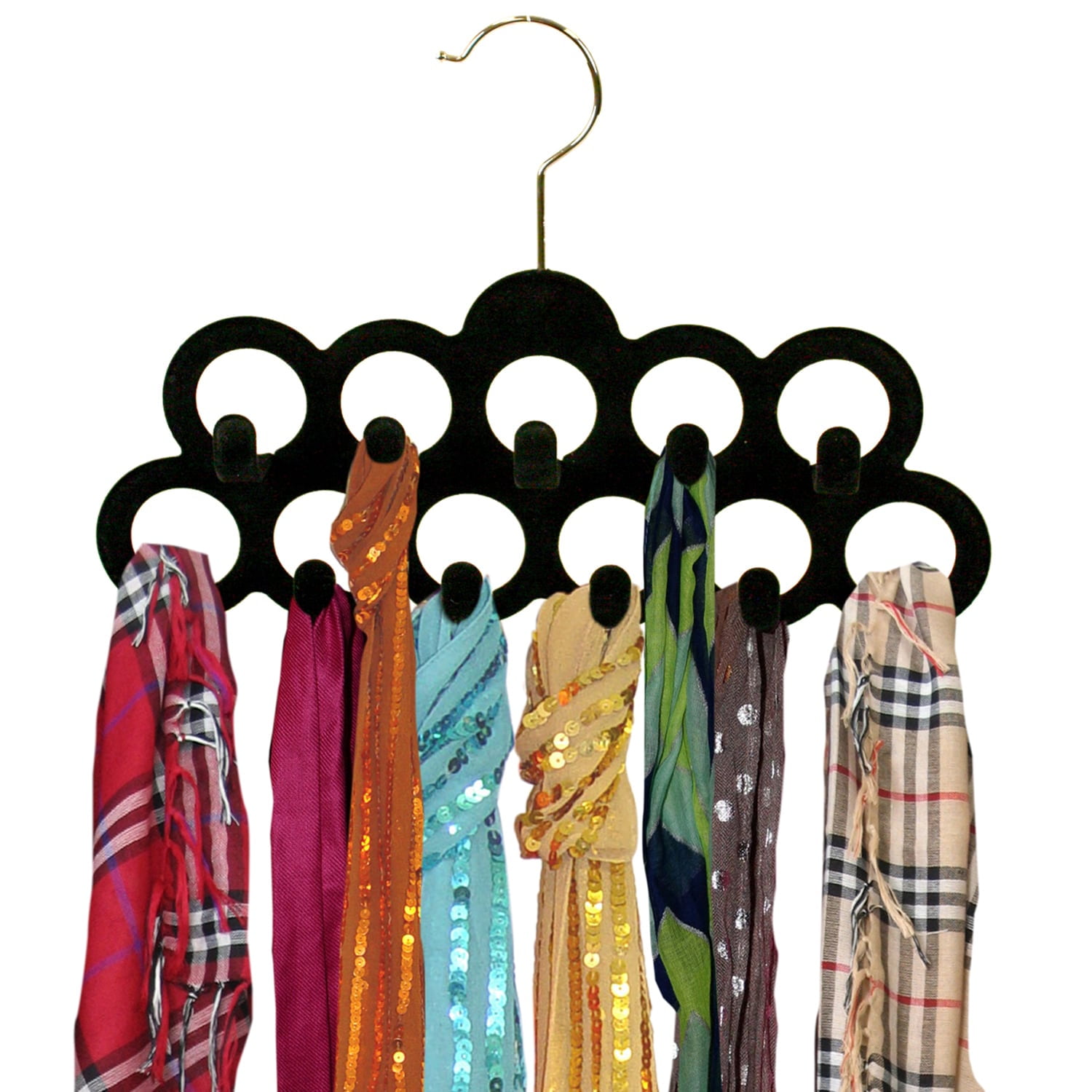 BED BATH N MORE Black Velvet Scarf Hanger with Hooks (3pack)