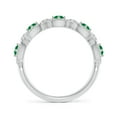 thumbnail image 2 of ANGARA Natural Art Deco Style Emerald Scalloped Anniversary Ring in 14K White Gold for Women (Size-2.4mm) | May Birthstone, Birthday, Anniversary, Jewelry Gift for Women | Natural Emerald Ring, 2 of 9