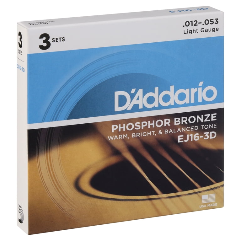 D'Addario EJ16 Phosphor Bronze Acoustic Guitar Strings, Light, 3-Pack photo 5
