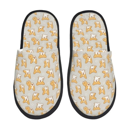 

Yiaed Corgi Dog Print Unisex House Slippers Slip on Warm Shoes Indoor Outdoor with Anti-slip sole-Medium