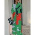 thumbnail image 3 of Pudcoco Robe Longue Femme Mode Imprimé Col Rabattu Boutonnée Manches Longues Automne Décontractée Chemises Amples, 3 of 6