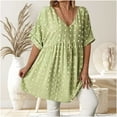 thumbnail image 2 of UAMVSH Plus Size Shirts for Women V Neck Short Sleeve Summer Top Pleated Casual Oversized Dress Trendy Clothes XL-5XL, 2 of 7