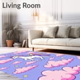 thumbnail image 2 of ODIKA 8'x10' Machine Washable Non-Slip Area Rug, Fairytale Horned Adventure Mystical Journey Across Clouds High Traffic Rug with Pad, Pink, 724010, 2 of 8
