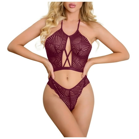 

Zerlibeaful Lingerie for Women Lace No Steel Ring Halter-Neck Bellyband Halter Underwear