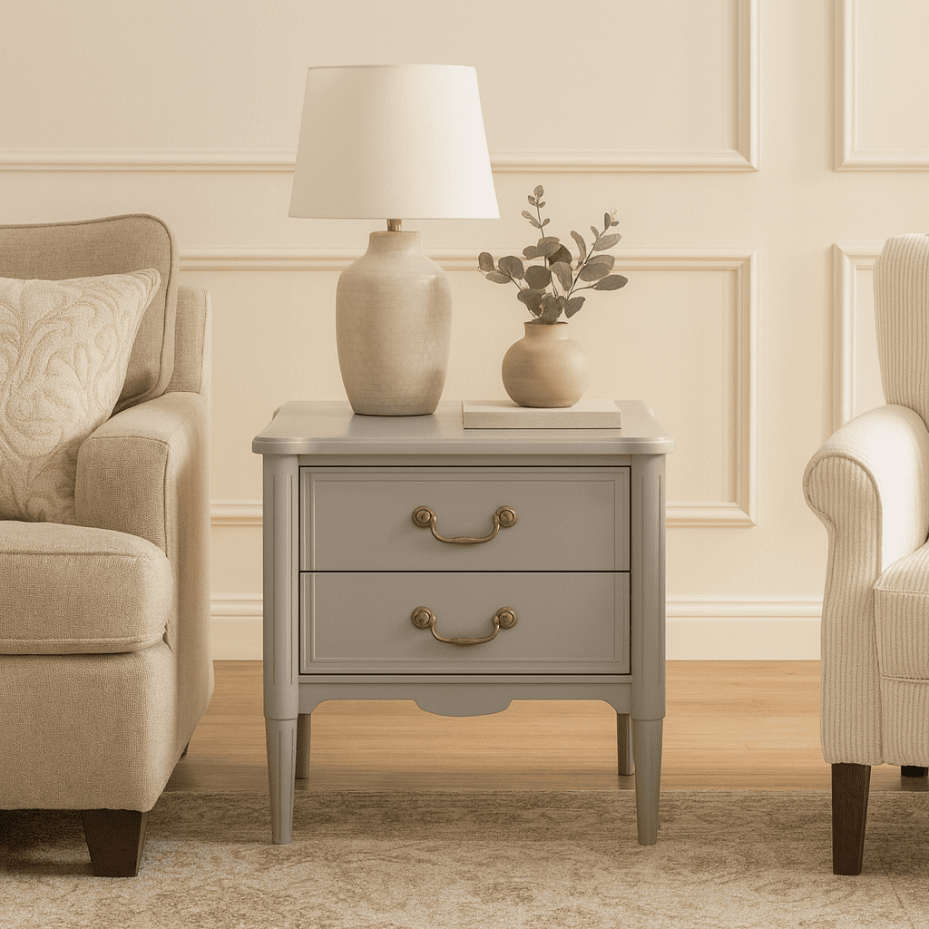 Design House Oxford End Table Set with Storage Drawers, Gray, Suitable for Indoor Use