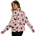 thumbnail image 3 of SCRAWLGOD Dog Bone Spots Print Black Full Zip Up Sweatshirt for Women Crewneck No Hood Fall Winter Trendy Casual Loose Long Sleeve Workout Jacket with Pockets for Daily Wear, XXL, 3 of 7