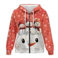 thumbnail image 4 of Renewold Christmas Snowman Red Women's Oversized Hoodies Fashion Jackets Pullover Long Sleeve Zip Up Hooded Sweatshirts Hooded Sweaters Oversized Jackets Loose Fitting Clothes for Women, XXL, 4 of 7