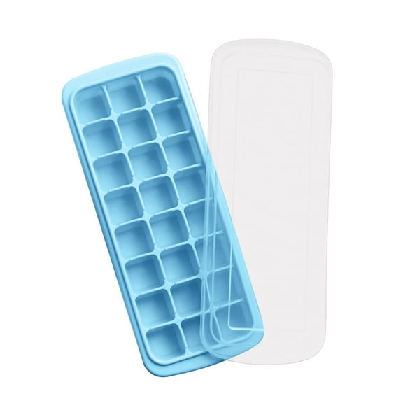 Silicone Ice Cube Trays, 24 Cubes Soft Ice Tray with PP Removable Lid, Easy Release Square Ice Cube Maker for Freezer , , Juice (Multicolor)