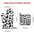thumbnail image 4 of Cow Print Oven Mitts and Pot Holders Sets Heat Resistant for Kitchen BBQ Microwave Baking Grilling Cooks Set of 3 Black White Kitchen Oven Glove, 4 of 6