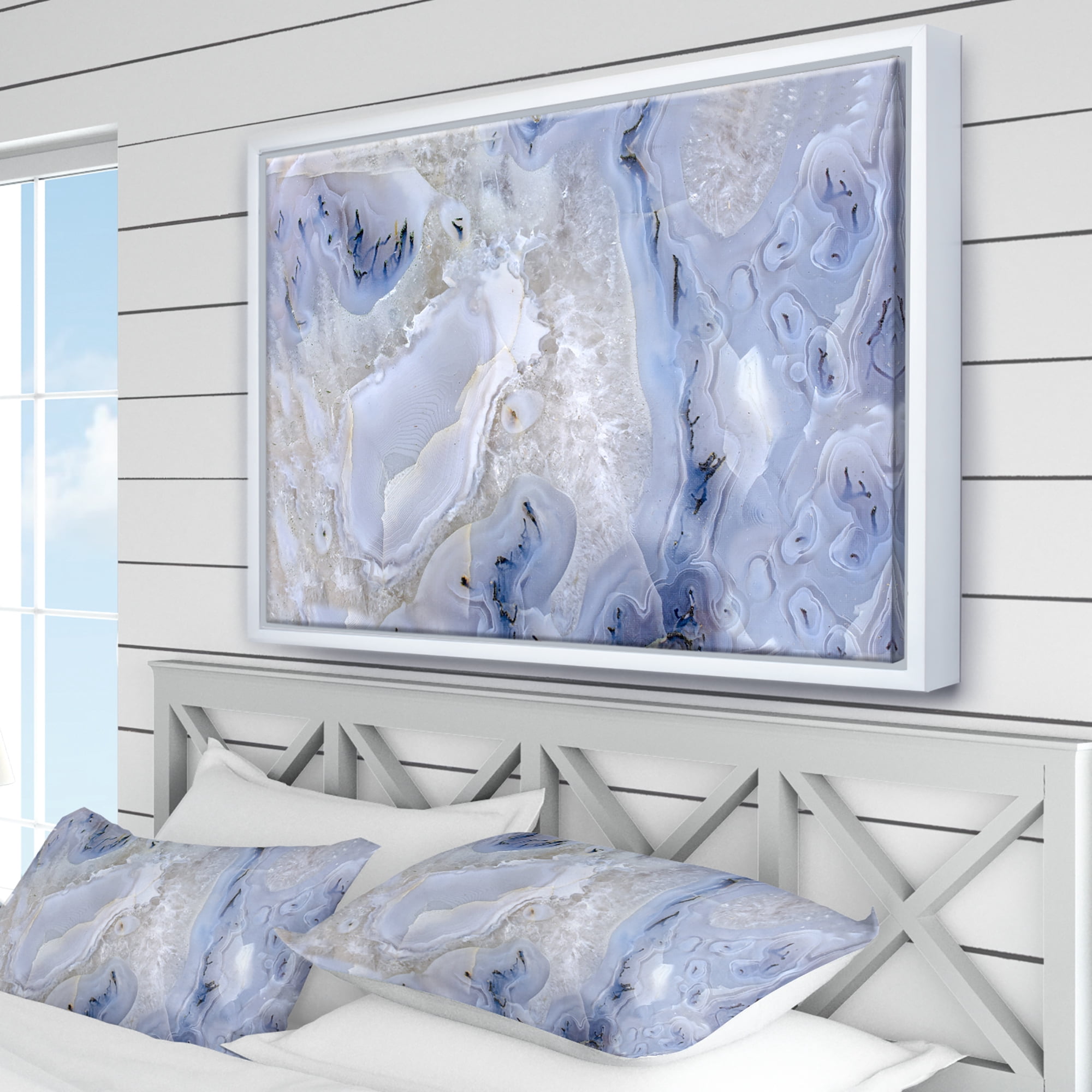 Designart ' Agate Stone Background ' Abstract Framed Canvas Wall Art Print