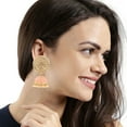 thumbnail image 4 of Efulgenz Indian Jewelry Bollywood Antique Crystal Kundan Jhumki Jhumka Earrings for Women, 4 of 4