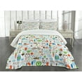 thumbnail image 3 of Ambesonne Fitness Quilted Bedspread Set 3 Pcs, Sports Racket Water Bike, King Size, Multicolor, 3 of 5