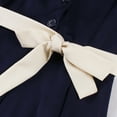 thumbnail image 7 of Levmjia Women Vintage Dress V Neck Casual Short Sleeve Bow Belt Solid Color Knee Length Polyester Comfortable Party Wear Vacation Outfit, 7 of 7