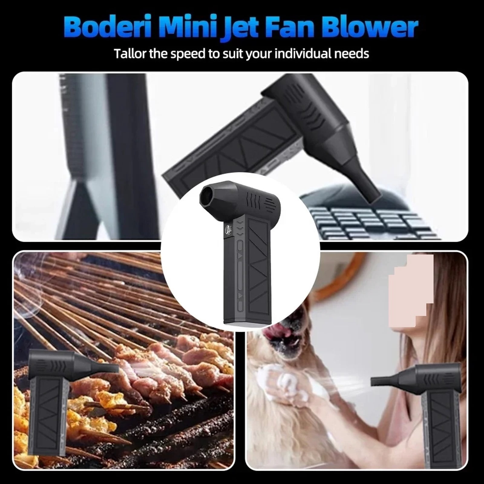 110000RPM Mini Turbo Jet Fan Electric Air Duster 3 Gear Turbo Violent Blower Rechargeable With Light Car Cleaning ,High Power