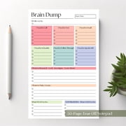 Daily Planner Notepad 50 Sheets,Adhd Brain Dump Notepad,Brain Dump Planner Notepad, To Do List Notebook, Executive Function Task Organizer, Productivity Planner, Focus Planner For Work, School, Home