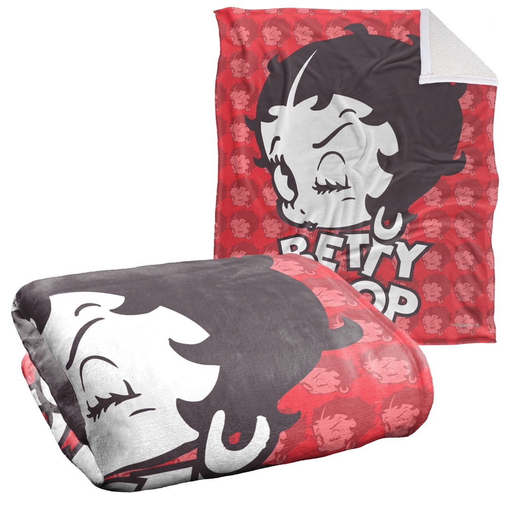 Betty Boop Blanket, 50"x60", Forty Winks Silky Touch Sherpa Back Super Soft Throw Blanket
