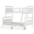 thumbnail image 5 of Euroco Modern Solid Wood Convertible Twin over Full Kids Bunk Bed Frame with Ladder, White, 5 of 10