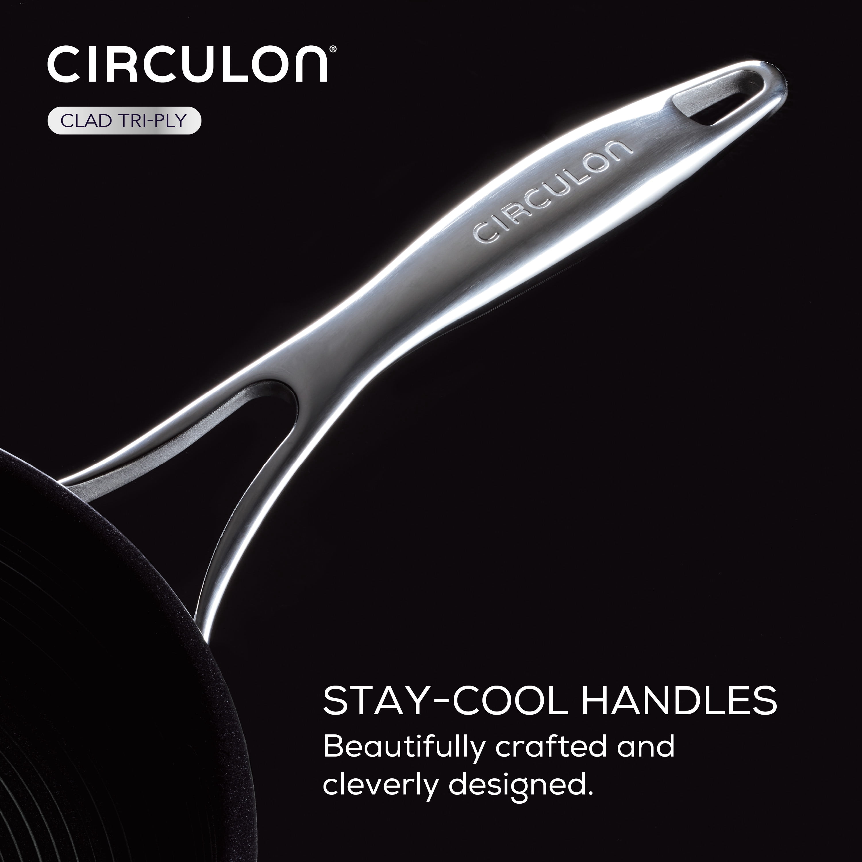 Circulon Clad Stainless Steel 12.5 Inch Frying Pan - Hybrid SteelShield Nonstick, Oven Safe To 500°F