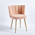 thumbnail image 3 of Faux Fur Dining Chairs, Modern Dining Chair with Wood Color Metal Legs, Upholstered Dining Chairs, Accent Desk Chair Suitable for Dining Room, Living Room(Light Beige,Set of 4), 3 of 8