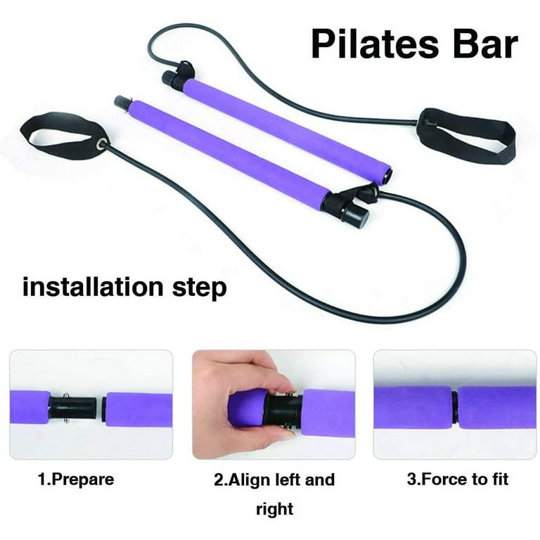 Portable Yoga Pilates Bar Kit, Pilates Equipment with Resistance Band Bar  for Total Body Workout, Yoga, Fitness, Stretch, Resista