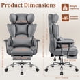 thumbnail image 3 of COOLHUT Big and Tall Office Chair 500LBS Wide Seat Ergonomic Computer Desk Chair, PU Leather Executive Office Chair with Footrest, Adjustable Task Chair Lumbar Back Support 8 Hour, Gray, 3 of 15