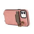 thumbnail image 5 of Wallet Back Case for iPhone 11 with Wrist Strap, Stylish Magnetic Card Holder Finger Ring Kickstand PU Leather Lanyard Shockproof Slim Phone Case Cover for iPhone 11, Pink, 5 of 7