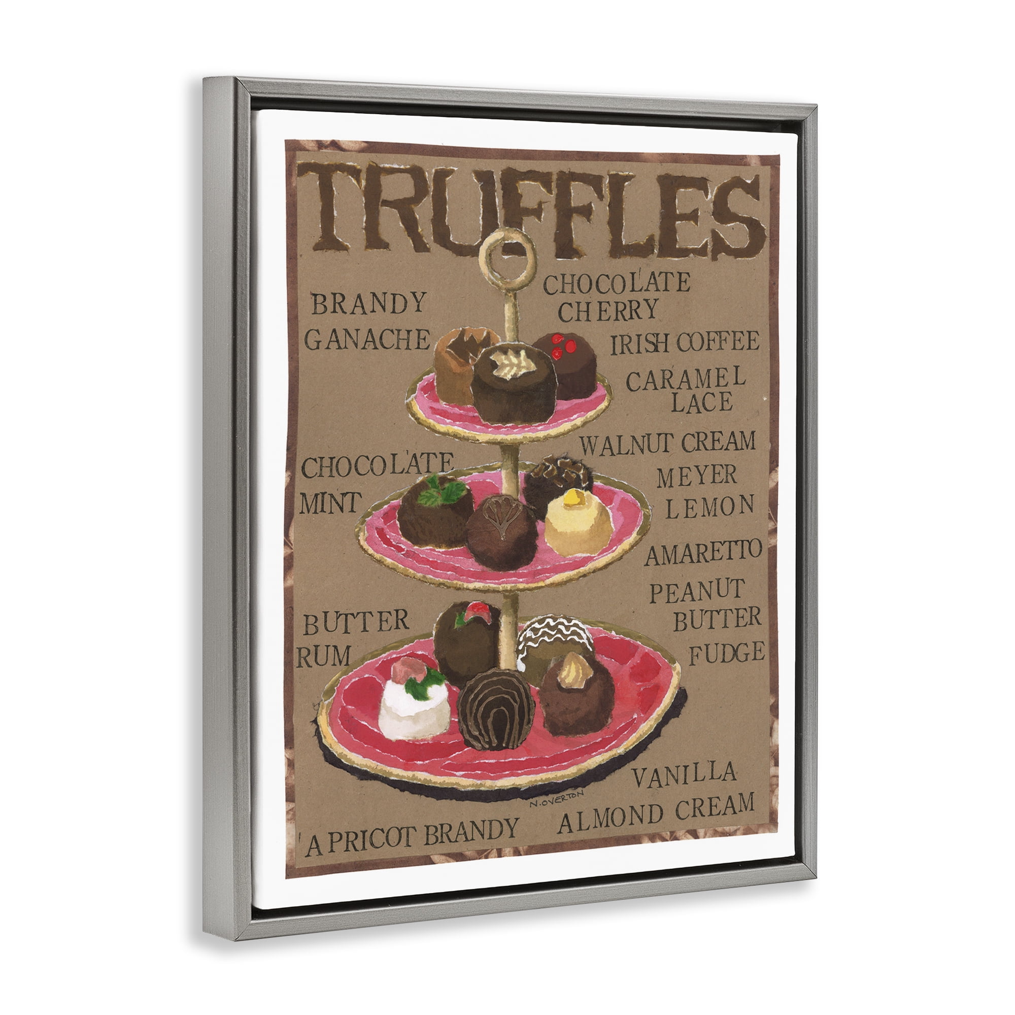 Stupell Industries Assorted Chocolate Truffles Food & Beverage Painting Gray Floater Framed Art Print Wall Art, 25 x 31