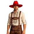 thumbnail image 3 of Rvusndi Cowboy Hat,Cowboy Hat Men Women Wide Brim Western Boho Jazz Hat Summer Beach Hat Lightweight Fedora Sun Hat for Vacation Beach Octoberfest, 3 of 5
