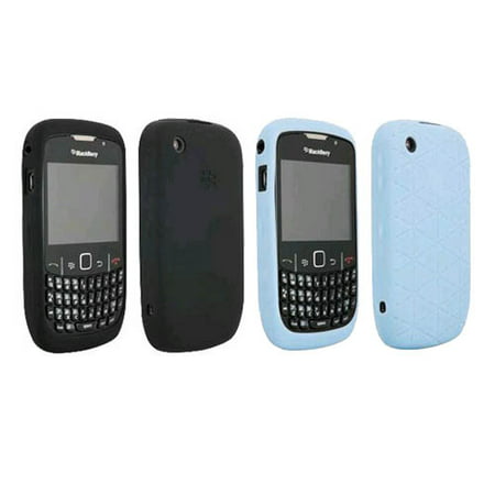 Black & Frost Blue OEM BlackBerry Embossed Skin Gel Case for 8520 8530 Curve2 9300 9330 Curve 3G, (2 (Best Blackberry Curve 9300 Games)