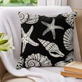 thumbnail image 3 of Pillow Covers 18x18 Set of 2, Black Starfish Coastal Throw Pillow Covers Decorative Couch Cushion Cover, Shell Coral Summer Beach Nautical Ocean Microfiber Soft Pillowcases for Bedroom Living Room, 3 of 9