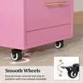 thumbnail image 6 of OmySalon Wood Salon Trolley Cart with Wheels, Hair Cart Mobile Storage Cabinet, Hairdressing Styling Tools Organizer, Rolling Salon Station for Beauty Spa Barbershop Tattoo, Pink, 6 of 7