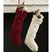 Women Hemp Flower Knitted Christmas Socks Leg Warmers Xmas Decoration Stockings
