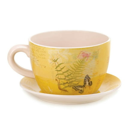 Teacup Planter, Garden Butterfly Decorative Large Ceramic Pot Planter Bowl - Walmart.com