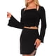 thumbnail image 1 of Top corto ligero con mangas largas y volantes de INSPIRE CHIC XL Negro, 1 of 6
