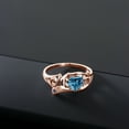 thumbnail image 4 of Gem Stone King 18K Rose Gold Plated Silver Ring Persian Blue Moissanite Created Sapphire (0.81 Cttw), 4 of 4