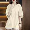 thumbnail image 4 of Womens Oversized Short Sleeve T Shirts Short Sleeve Crewneck Drop Shoulder Summer Casual Loose Basic T Shirt Cotton, 4 of 5
