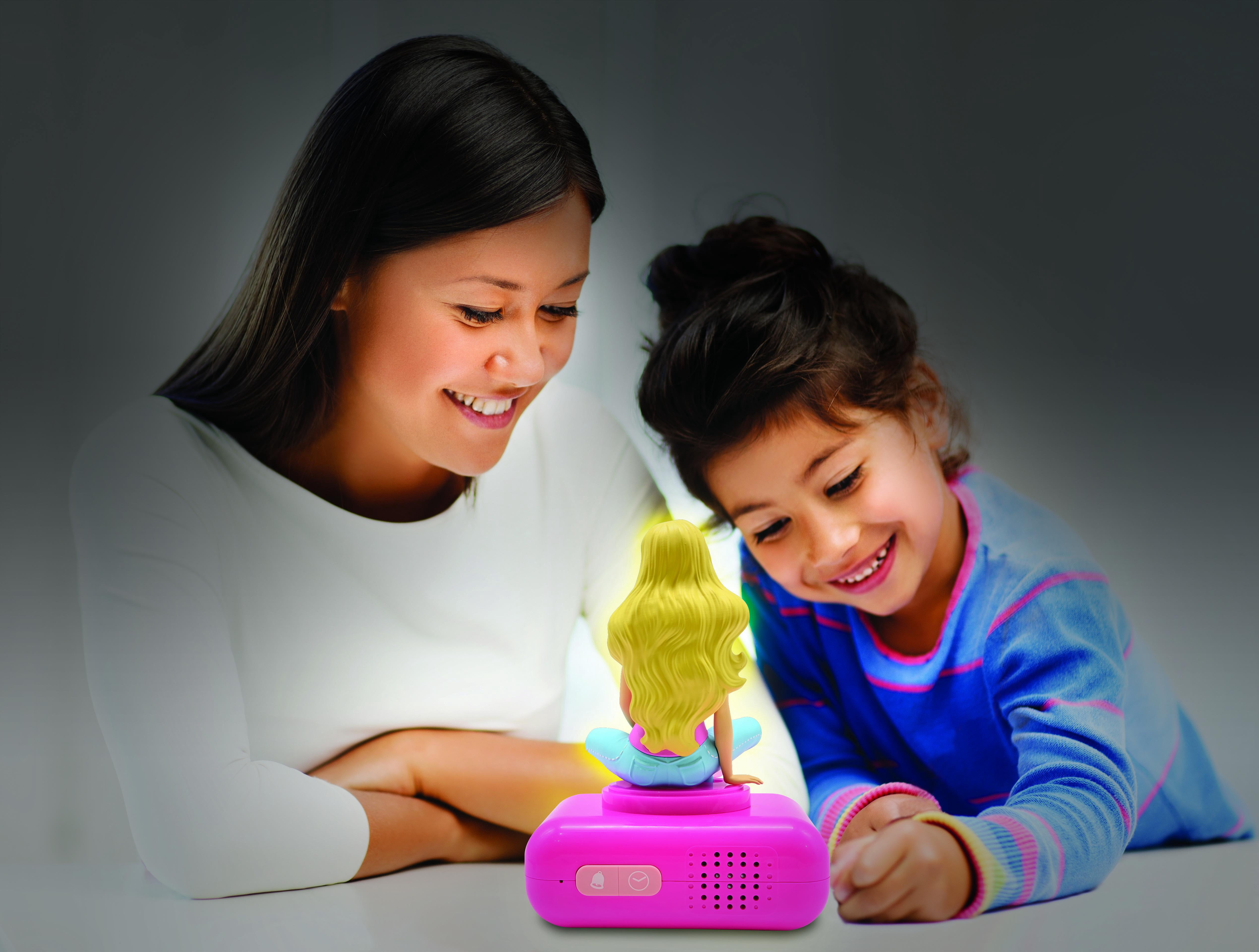 Lexibook, Mattel Barbie, Barbie Nightlight Alarm Clock, Sounds and Melodies, LCD Backlit Screen, Luminous, Snooze, Pink