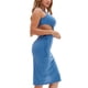 thumbnail image 4 of VISgogo Vestido a media pierna con tirantes y un solo hombro para mujer, vestido ajustado con dobladillo recortado y elástico alto de color sólido para fiesta VISgogo  moda, 4 of 9