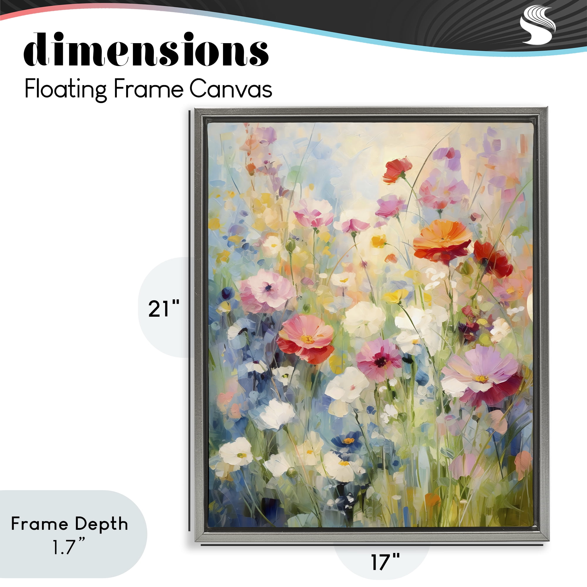 Stupell Industries Wildflower Breeze Impression Gray Framed Floater Canvas Wall Art, design by Creative Studio
