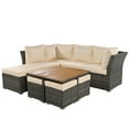 thumbnail image 4 of 9 Pieces Outdoor Patio Furniture Set Outdoor Sectional Rattan Sofa Set Manual Wicker Patio Conversation Set with Ottomans, Solid Wood Coffee Table for Yard Deck Porch(Beige), 4 of 9