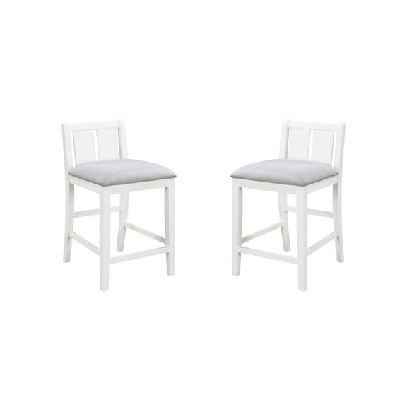 Gregorio Set of 2 White Finish Upholstered Seat 20"W Counter Height Chair
